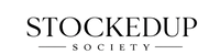 Logo of 'Stockedup Society' with a black text on a white background